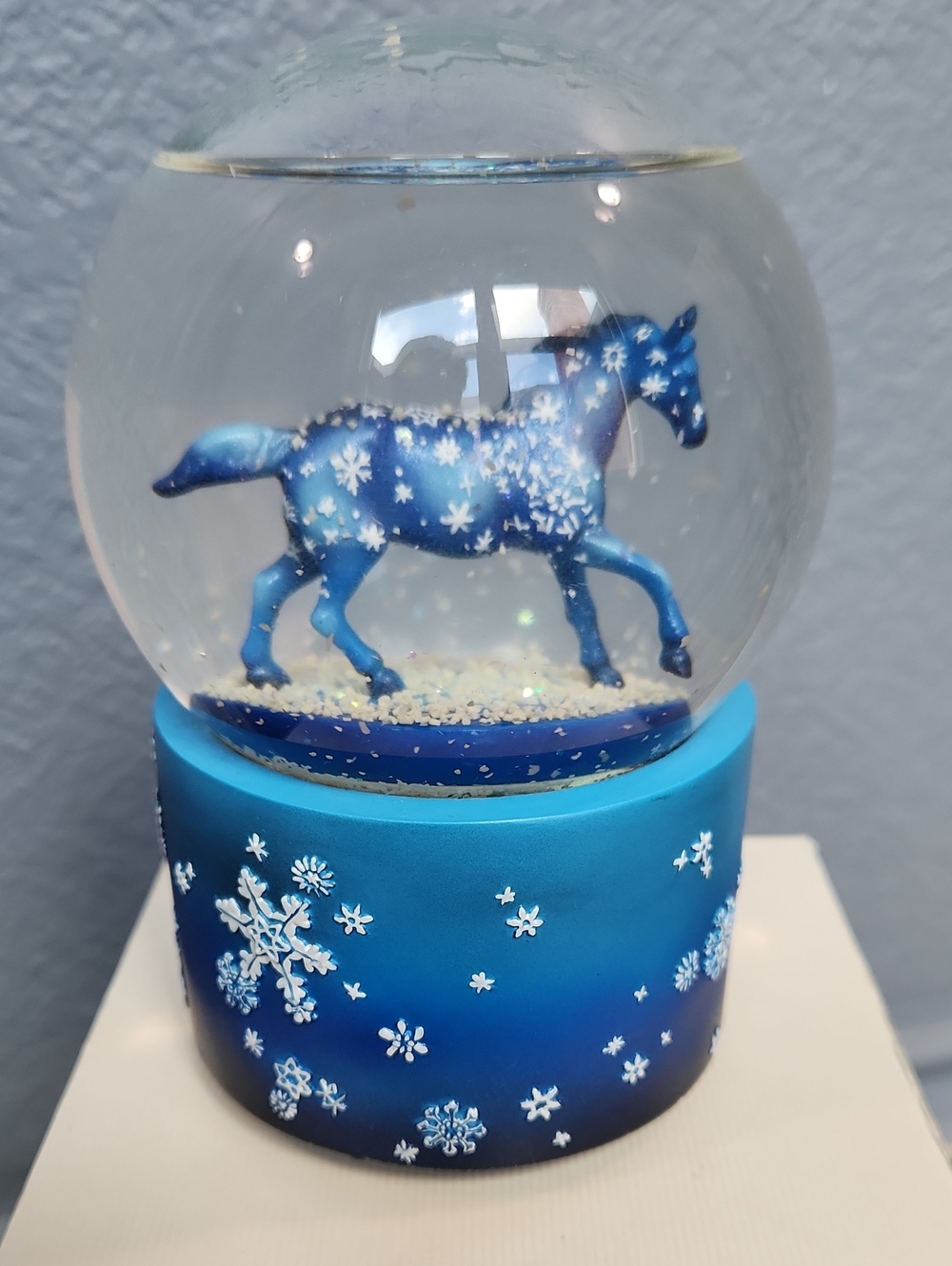 The Trail Of Painted Ponies Water Globe Blue Horse Snowflake